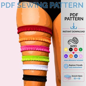 Leg Garter Sewing Pattern XS–3X Stretch Thigh Band DIY