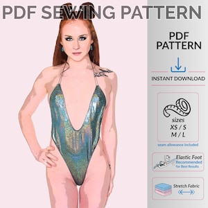 Molde em PDF para Body Envelope, Body Fio Dental Decotado, Roupa de Rave DIY
