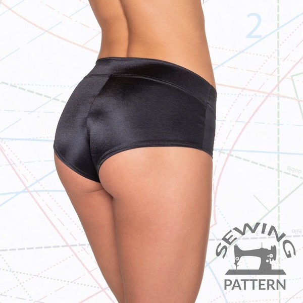 Patron de couture PDF Booty Shorts ~ Taille basse coupe booty shorts patron de couture tombe sur vos hanches supérieures et est disponible en 5 tailles différentes