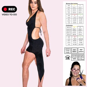 Salsa Kleid mit Wasserfallausschnitt Schnittmuster: Offener Rücken, asymmetrischer Saum (PDF-Muster)