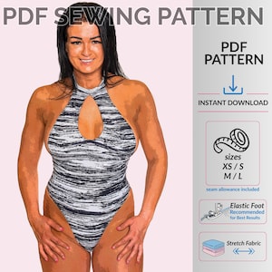 Naaipatroon bodysuit met sleutelgat, smalle string aan de achterkant (pdf-patroon)