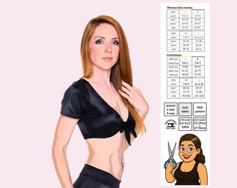 Kurzarm Top im Frontlook Schnittmuster für Stretch Stoff PDF XS–L