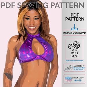 Keyhole Halter Top Sewing Pattern PDF for Rave Festival Dancewear XS-L