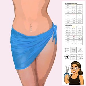 Mini Sarong Cover Up Sewing Pattern PDF for Stretch Fabrics
