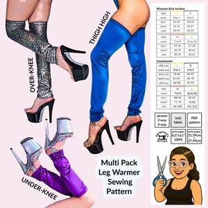 Leg Warmer Sewing Pattern Multi Pack Thigh High, Knee High, Under Knee PDF