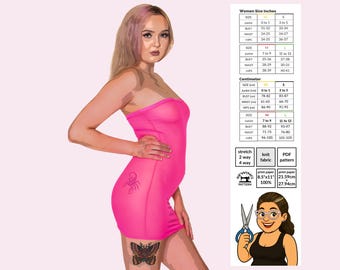 Easy Bodycon Tube Dress Sewing Pattern for Stretch Fabrics