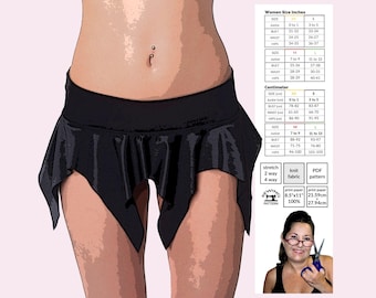 Asymmetrical Jagged Edge Skirt Sewing Pattern: Rave, Cosplay (Digital Download)
