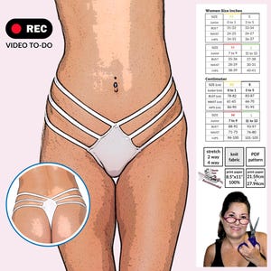 Strappy Thong Sewing Pattern PDF – Triple Strap Y-Back Lingerie, Festival, Swimwear, Exotic Bottom, 2-Way or 4-Way Stretch Fabric