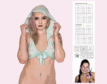 Hoodie Tie Front Top Schnittmuster: Rave, Cosplay (PDF-Muster)