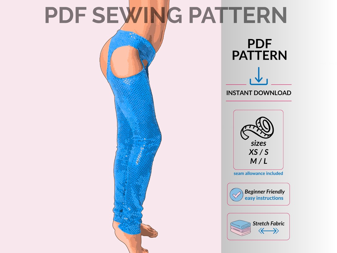 Skinny Leg Chaps Sewing Pattern PDF, Rave Festival Exotic Dancewear DIY ...