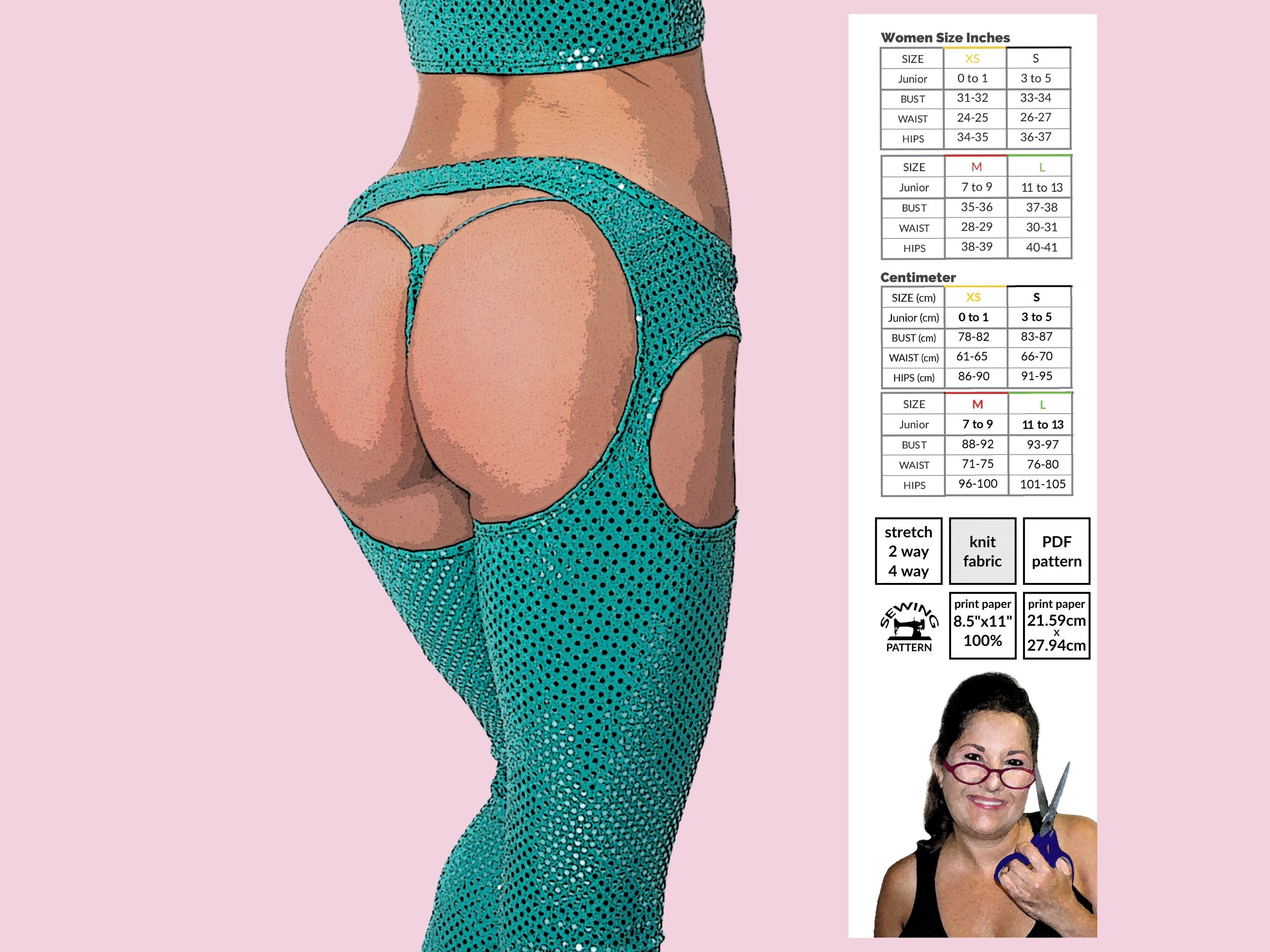 Skinny Leg Chaps PDF Sewing Pattern ~ Make skinny leggings with skimpy open front and open back chaps ~ With follow along sewing tutorial