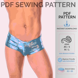 Men’s Pouch Booty Shorts Sewing Pattern Micro Shorts DIY Download