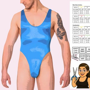 Patrón de costura para mono de espalda cruzada para hombre, ropa de baile de alto rendimiento con espalda de tanga (PDF)