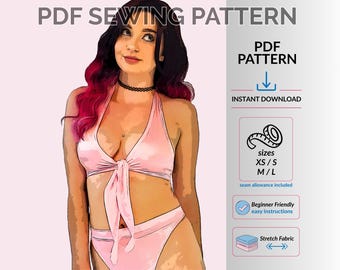 Krawatte vorne Neckholder Top Schnittmuster PDF | Festival Crop Top zum Selbermachen