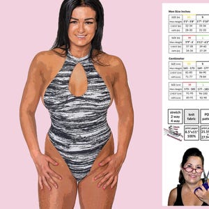 Keyhole Bodysuit Sewing Pattern with Thong Back ~ Create your own Skimpy keyhole front creation for a custom fit and individual style