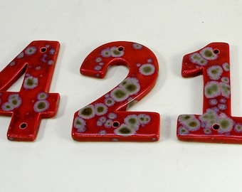 UK handmade House Numbers  House Tiles Ceramic house weatherproof house Number outdoor numbers handmade hand glazed made in Cornwall