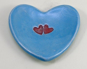 Heart shaped Ring Dish Tea Bag Holder Spoon rest Stoneware foodsafe & lead free glaze Domspottery made in cornwall