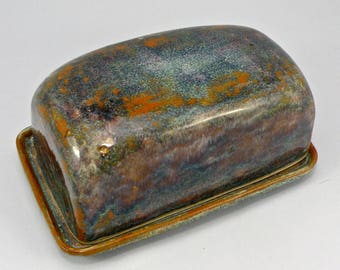 large Butter Dish with lid  Covered extra large Butter handmade in Cornwall UK Dish Food safe Lead Free GLaze made to order