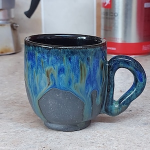 4 oz Espressotasse Steinzeug Ton handgefertigt in cornwall UK spülmaschinen- und mikrowellenfest