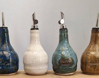Personalized Oil dispenser Ceramic oil bottle,Olive oil bottle, vinegar dispenser,choose your colour Made in UK oil bottle kitchen