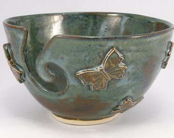 Personalized Large Butterfly Yarn Bowl Knitting Bowl Lead free Glaze  made to order  Personalized Gift MADE IN CORNWALL