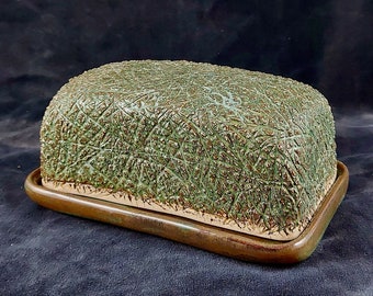 large Butter Dish with lid Stoneware Covered Butter Dish Food safe Lead Free GLaze made to order