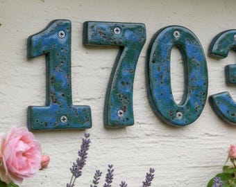 LARGE House Numbers Stoneware House Tiles door numbers Ceramic house Address Number Made to order
