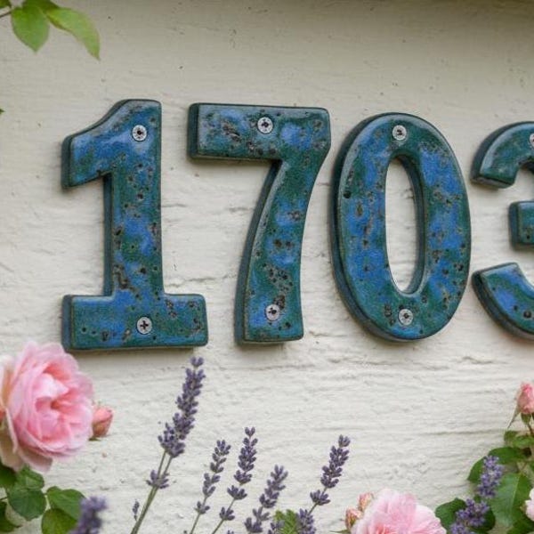 LARGE House Numbers Stoneware House Tiles door numbers Ceramic house Address Number Made to order