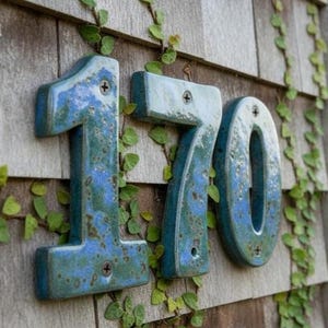 house signs House Numbers and letters House Tiles Floating House Numbers  Address Numbers door numbers UK made weatherproof glaze