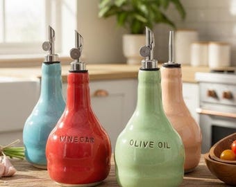 Aceitera de cerámica personalizada, botella de cerámica hecha a mano (Reino Unido)