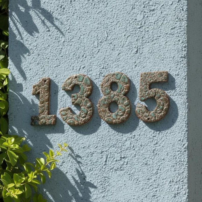 Large Ceramic House Numbers, 8-Inch Stoneware Address Tiles, Weatherproof Glazed Digits image 2