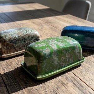 Large Butter Dish with Lid Personalised choose your colour handmade in cornwall Personalised