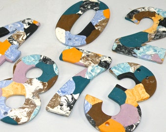 Handmade Porcelain House Numbers: Colorful Ceramic Address Sign