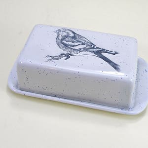 Bird design Butter Dish  handmade Covered Butter Dish Food safe Lead Free GLaze handmade stoneware clay domspottery made in cornwall UK