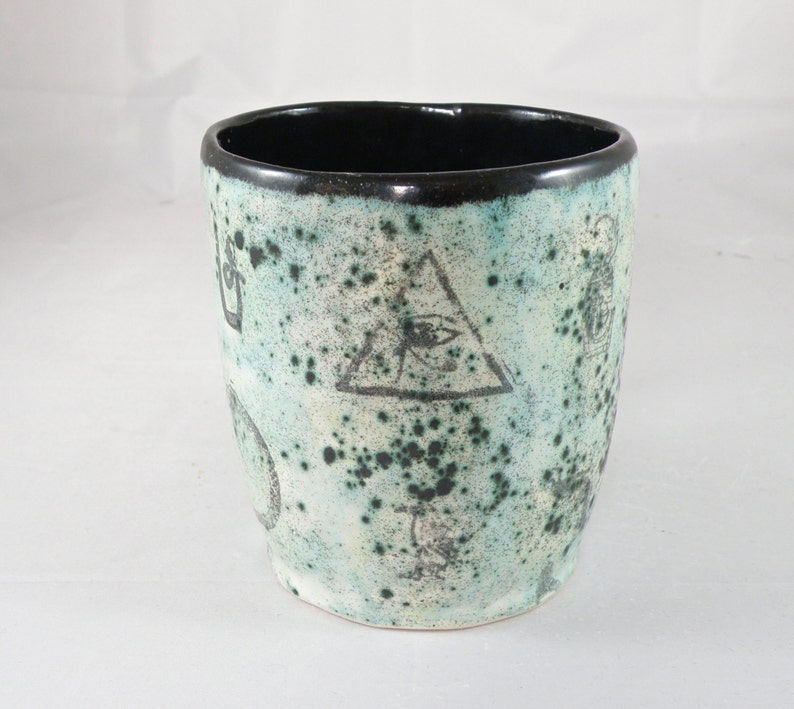 Extra Large mug , 29 oz mug tea mug large beer mug egyptian hieroglyph handmade Stoneware food safe lead free made to order image 2