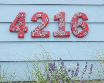 Ceramic door Number Weatherproof house Tile handmade in cornwall with or without screw holes.