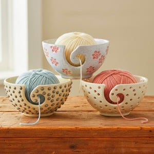 Knitting Bowl Large Crochet Bowl Lead free Glaze Personalized Gift Ceramic Yarn Bowl hand made in UK Cornwall image 1