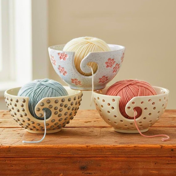 Knitting Bowl Large Crochet Bowl Lead free Glaze  Personalized Gift Ceramic Yarn Bowl hand made in UK Cornwall