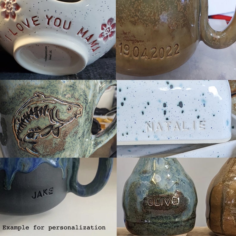Smörskål med lock, smörform med maskrosdesign, livsmedelssäker, blyfri glasyr, tillverkad i Storbritannien bild 4