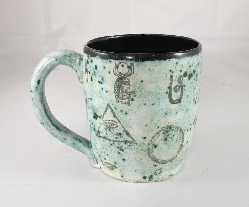 Extra Large mug , 29 oz mug tea mug large beer mug egyptian hieroglyph handmade Stoneware food safe lead free made to order image 1