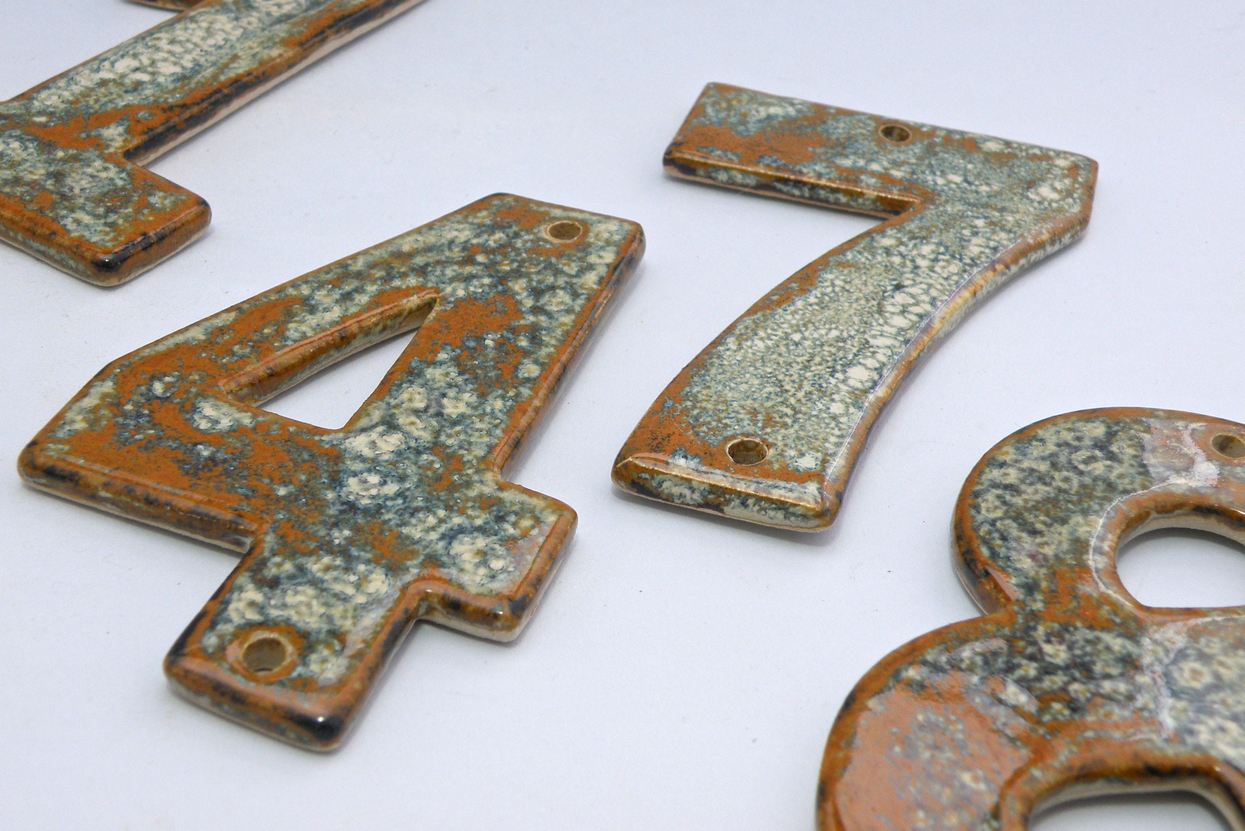 ceramic house numbers  ceramic alphabet House Tiles,Numbers House Tiles door numbers made in Cornwall UK mailbox number and letters