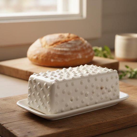 Butter Dish with lid handmade ceramic butter dish Food safe Lead Free GLaze buter dish UK made to order domspottery tactile design