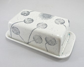 Butter Dish Covered Butter dandelion design butter Dish UK Food safe Lead Free GLaze made in UK