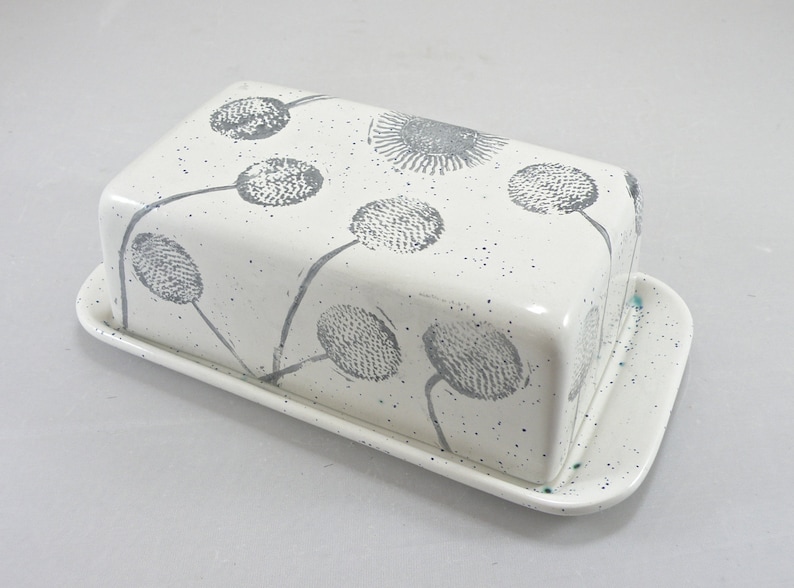 Butter Dish Covered Butter dandelion design butter Dish UK Food safe Lead Free GLaze made in UK image 1