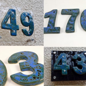Ceramic house signs House Numbers House Tiles Floating House Numbers Ceramic house Address Numbers door numbers UK made weatherproof glaze