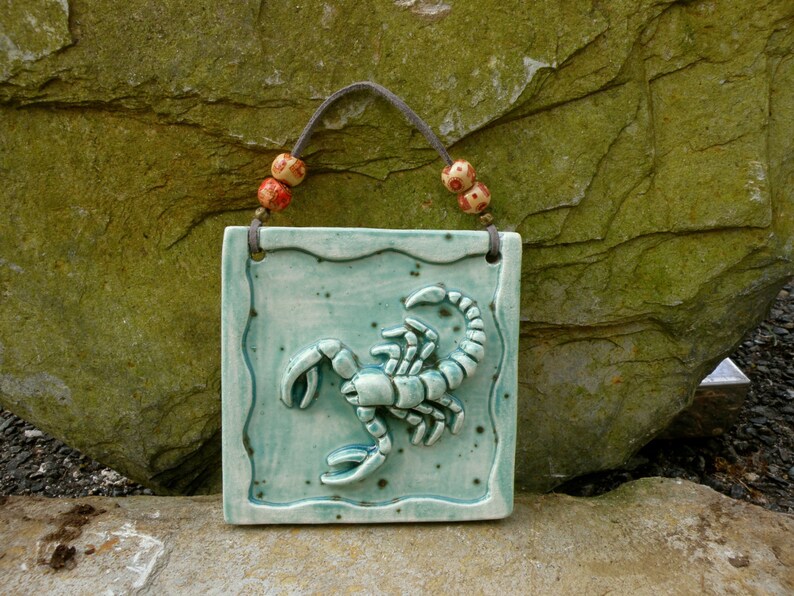 Zodiac Plaque Pottery SCORPIO Etsy UK