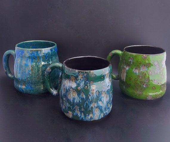 Turquoise Coffee Mug, Large Coffee Mug, Tall Coffee Mug, Large Tea Mug,  Large Tea Cup, Pottery Mug, Handmade Coffee Mug, Ceramic Coffee Mug 