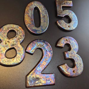 LARGE Pearlescent House Numbers 8 inche Stoneware House Tiles door numbers Ceramic house Address Number Made to order