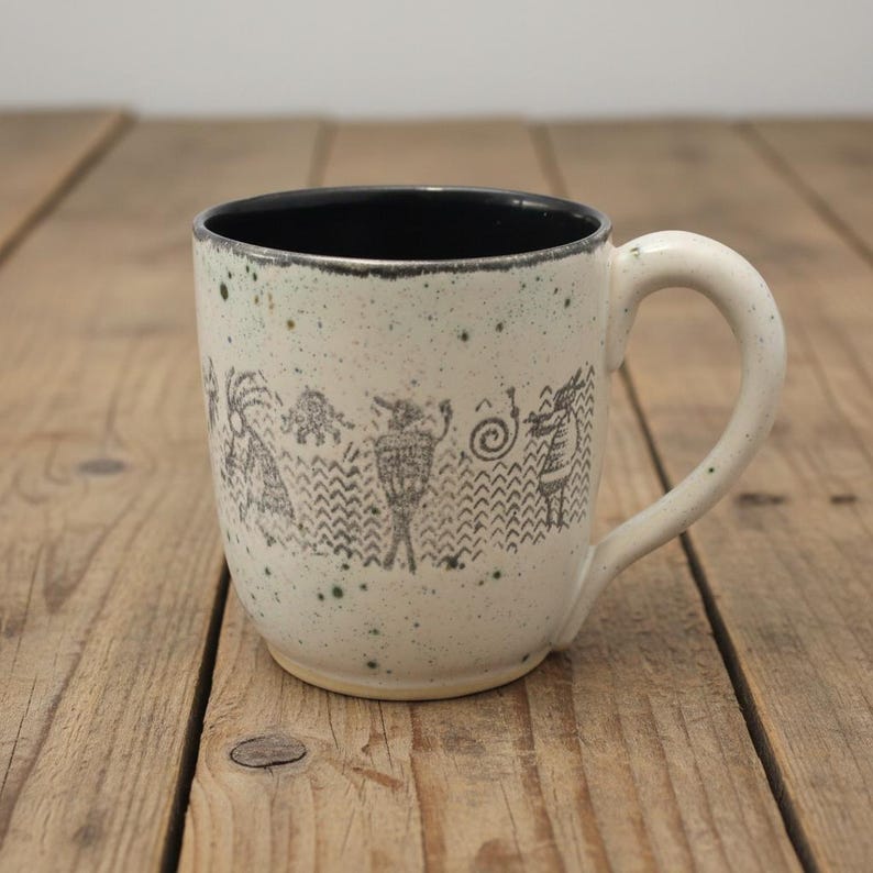 huge handmade mug dancing 28 oz tea mug beer mug Stoneware tribal design food safe lead free Glaze made to order made in UK image 7