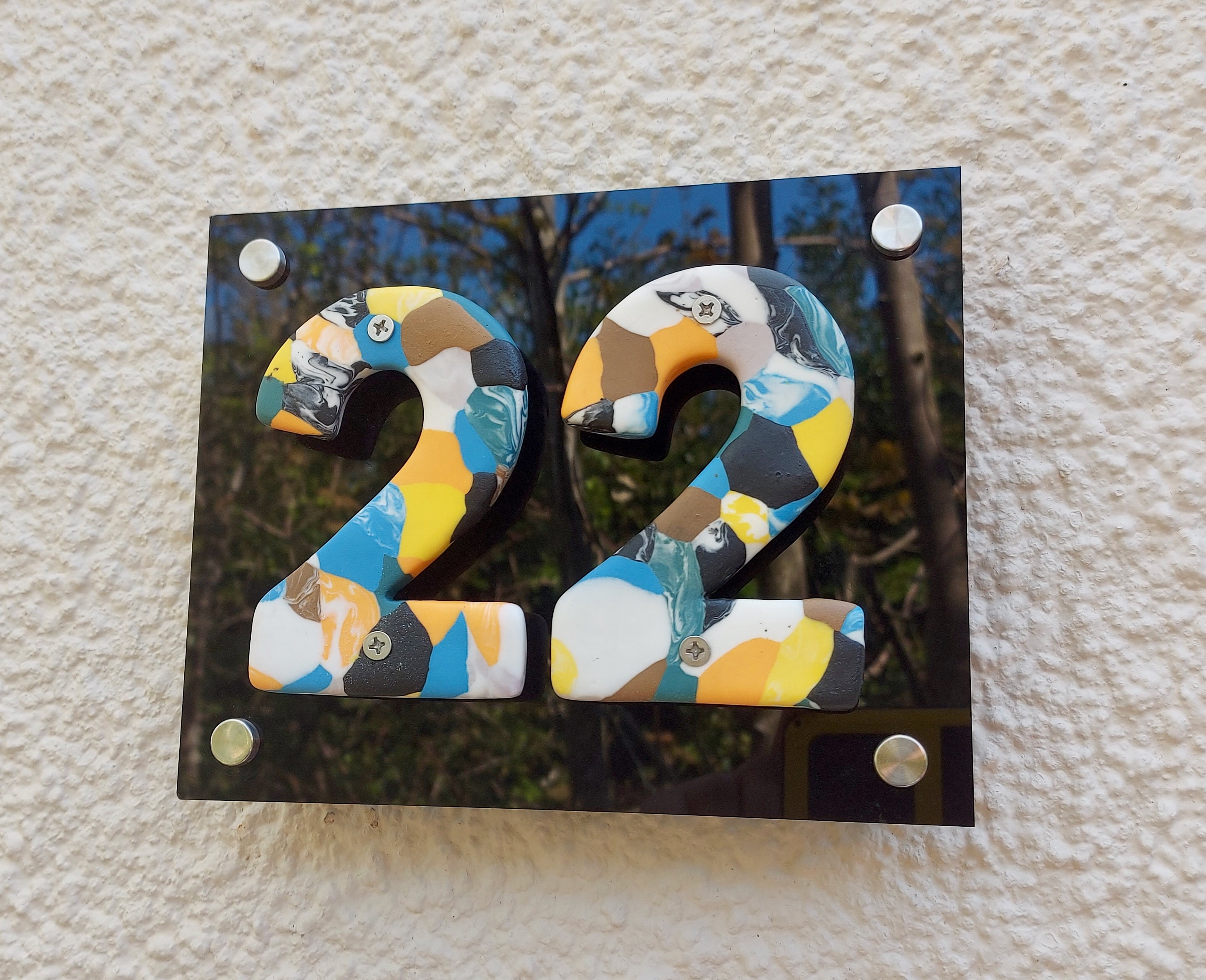 Números de casa de lujo, porcelana extremadamente duradera, única en su tipo, número de dirección de casa de cerámica, números de casa flotantes hechos a mano en el Reino Unido, Cornwall